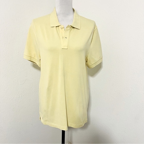 J Crew Factory Men’s Polo Shirt Medium Flex Pique Yellow Cotton Split Hem EUC - Picture 2 of 9